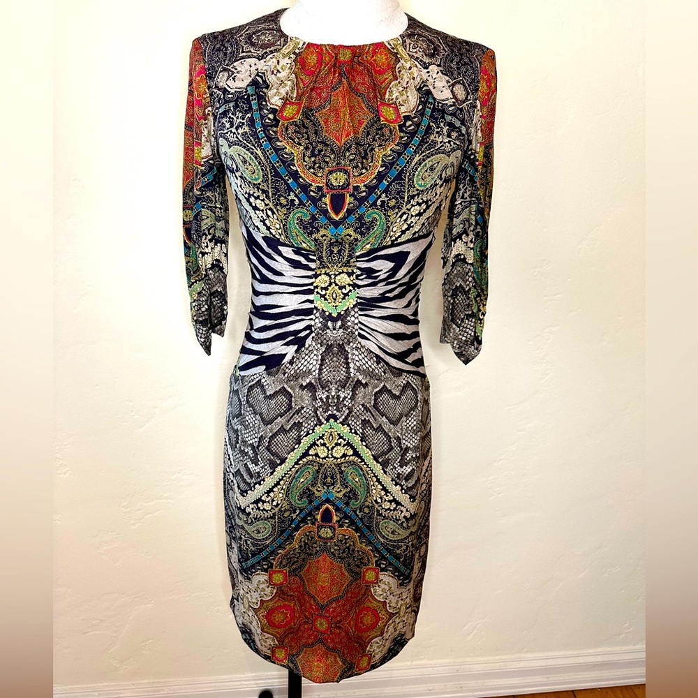 Etro Long Sleeve Dress with Bold Multicolor Design